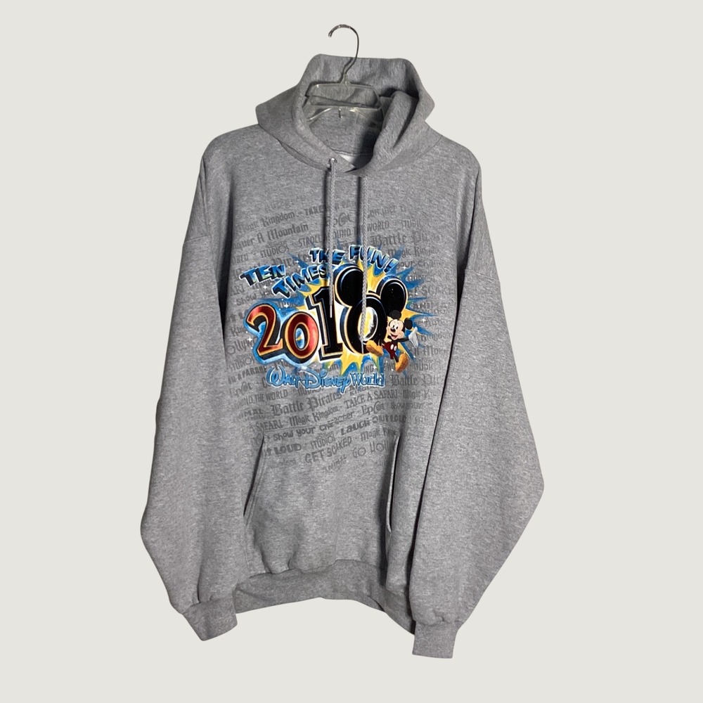 Disney Mickey Mouse 2010 Hoodie XL Gray Hanes Walt Disney World Vintage Y2K